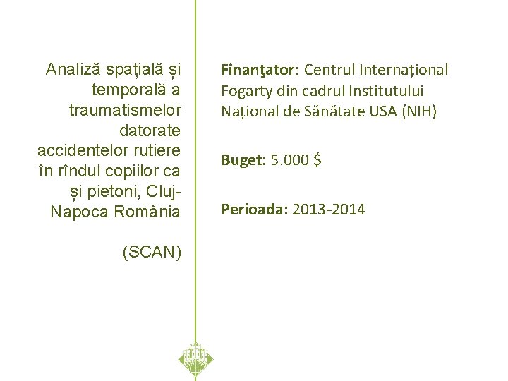 Analiză spațială și temporală a traumatismelor datorate accidentelor rutiere în rîndul copiilor ca și