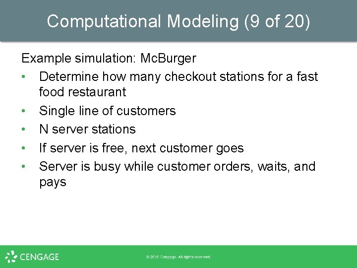 Chapter 13 Simulation and Modeling Learning Objectives Describe