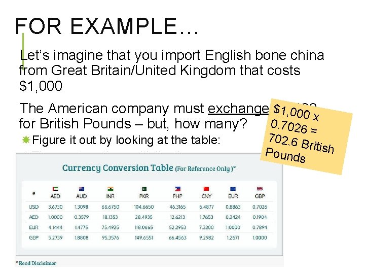FOR EXAMPLE… Let’s imagine that you import English bone china from Great Britain/United Kingdom