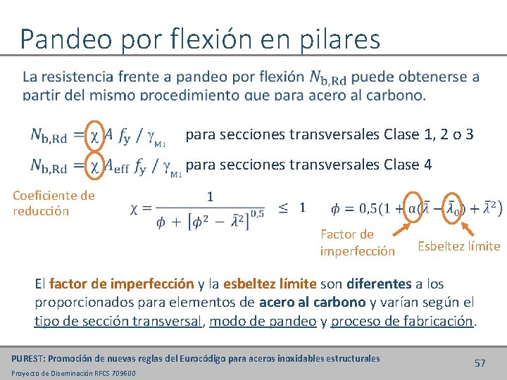 Pandeo por flexión en pilares para secciones transversales Clase 1, 2 o 3 para