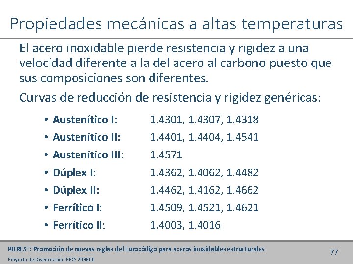 Propiedades mecánicas a altas temperaturas El acero inoxidable pierde resistencia y rigidez a una
