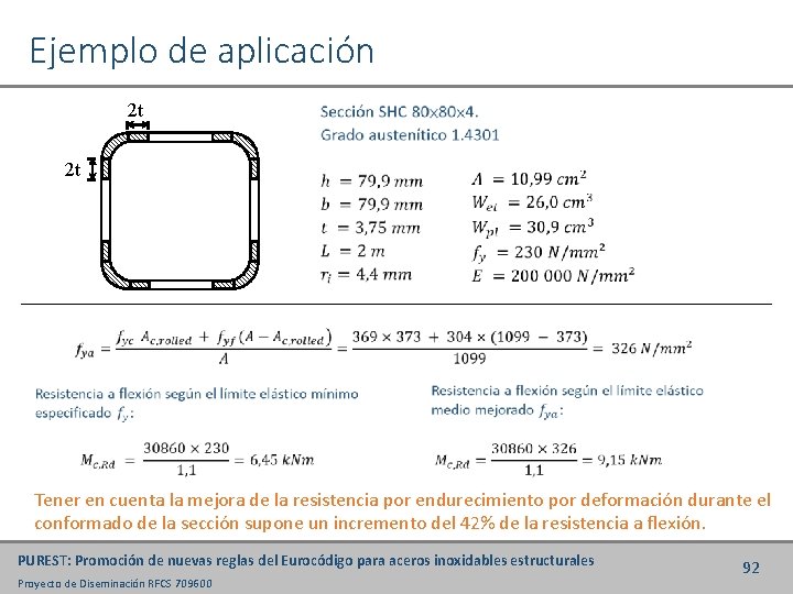 Ejemplo de aplicación 2 t 2 t Tener en cuenta la mejora de la