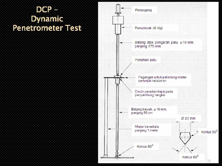 DCP – Dynamic Penetrometer Test 39 
