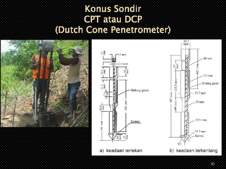 Konus Sondir CPT atau DCP (Dutch Cone Penetrometer) 40 