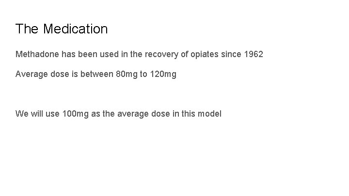 The Medication Methadone has been used in the recovery of opiates since 1962 Average