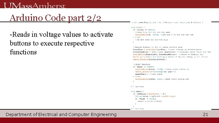 Arduino Code part 2/2 -Reads in voltage values to activate buttons to execute respective