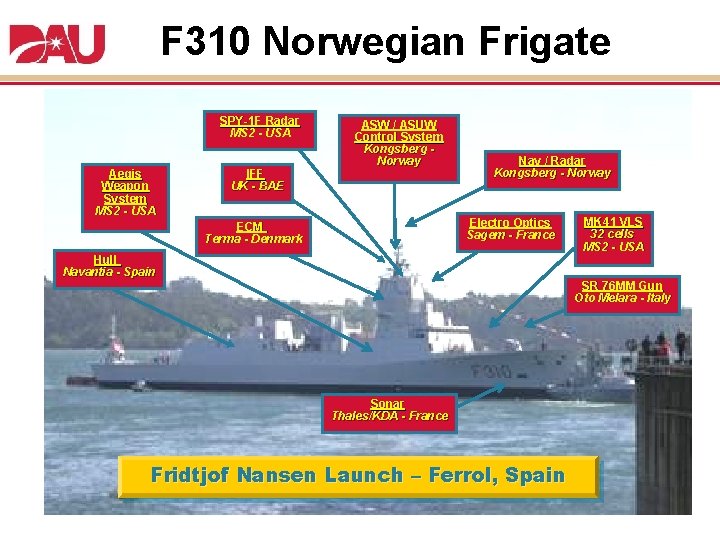 F 310 Norwegian Frigate SPY-1 F Radar MS 2 - USA Aegis Weapon System