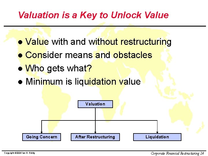 Valuation is a Key to Unlock Value with and without restructuring l Consider means