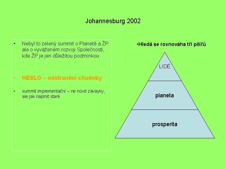 Johannesburg 2002 • Nebyl to zelený summit o Planetě a ŽP ale o vyváženém