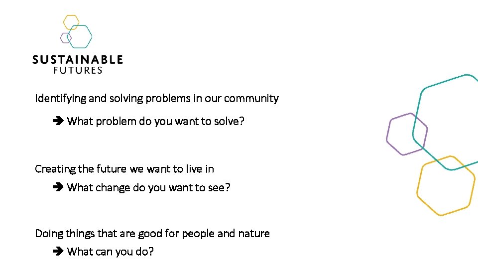 Identifying and solving problems in our community What problem do you want to solve?