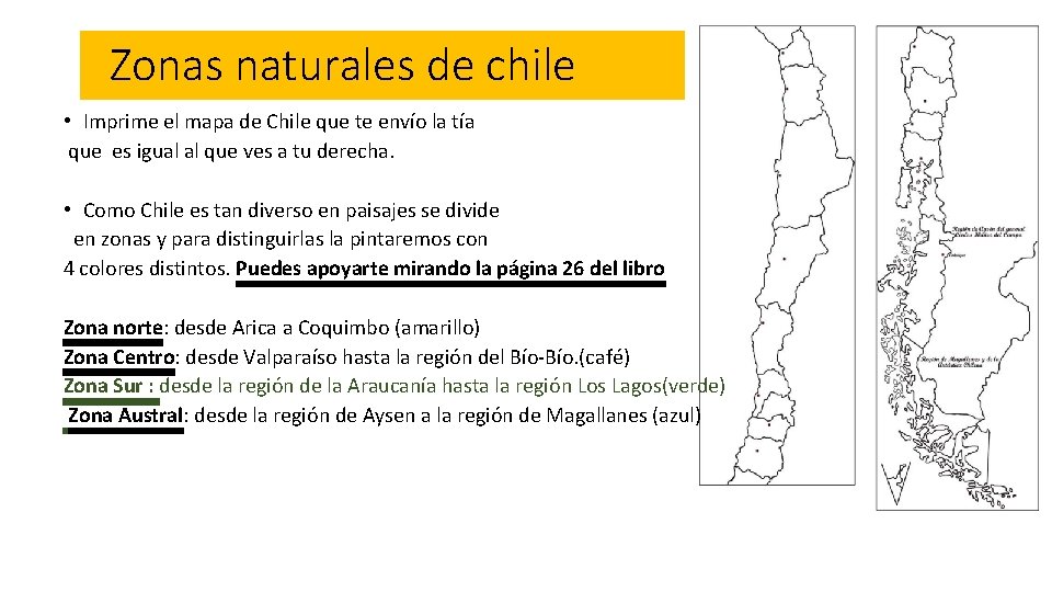 Zonas naturales de chile • Imprime el mapa de Chile que te envío la