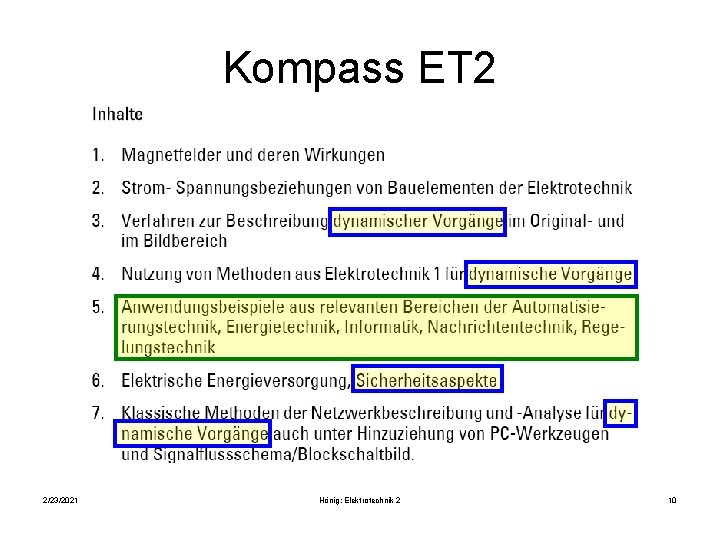 Kompass ET 2 2/23/2021 Hönig: Elektrotechnik 2 10 