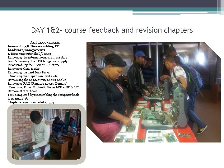 DAY 1&2 - course feedback and revision chapters Start 11; 00 -1: 00 pm