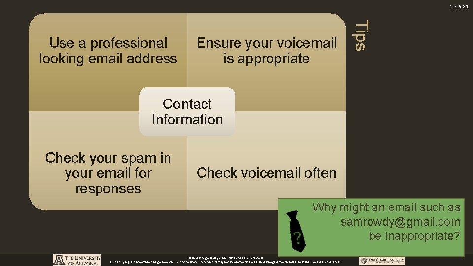 2. 3. 6. G 1 Ensure your voicemail is appropriate Tips Use a professional