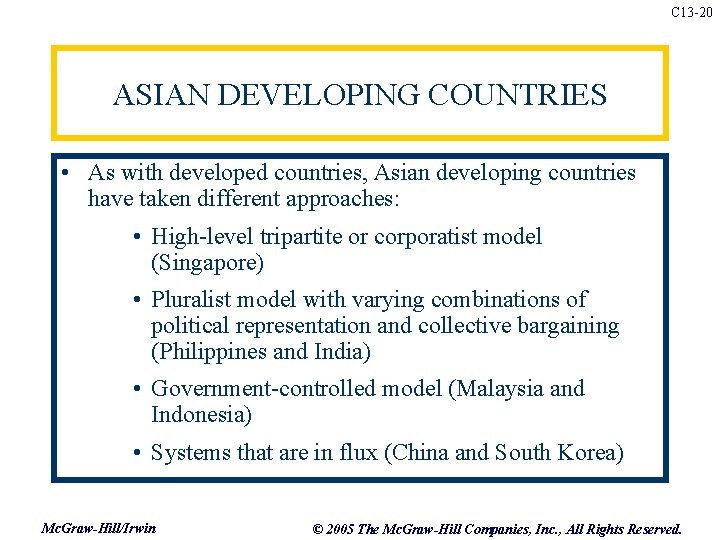 C 13 -20 ASIAN DEVELOPING COUNTRIES • As with developed countries, Asian developing countries