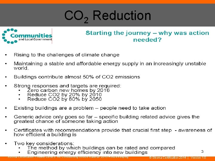 CO 2 Reduction Stroma Certification – ABBE Level 3 Air Conditioning course material 2015