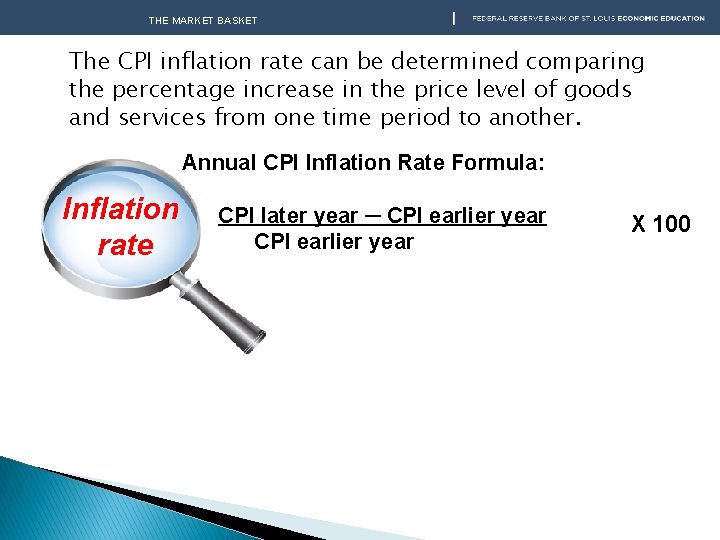 ARKET BASKET THE MARKET BASKET The CPI inflation rate can be determined comparing the