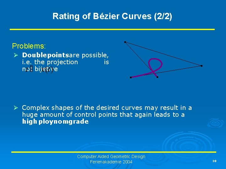 Rating of Bézier Curves (2/2) Problems: Ø Double points are possible, i. e. the