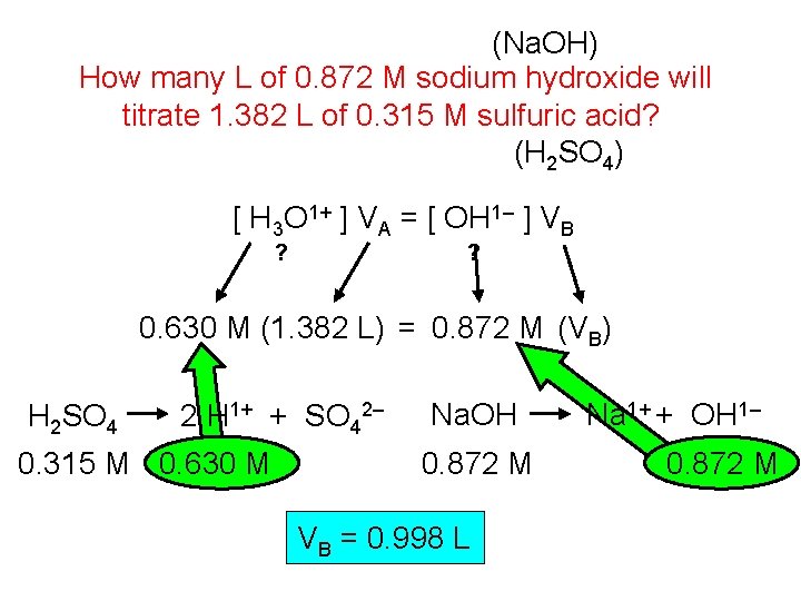 (Na. OH) How many L of 0. 872 M sodium hydroxide will titrate 1.