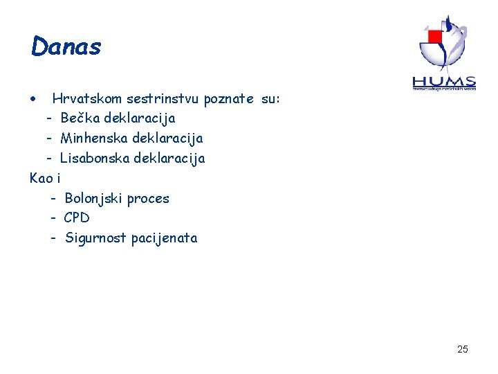 Danas Hrvatskom sestrinstvu poznate su: - Bečka deklaracija - Minhenska deklaracija - Lisabonska deklaracija
