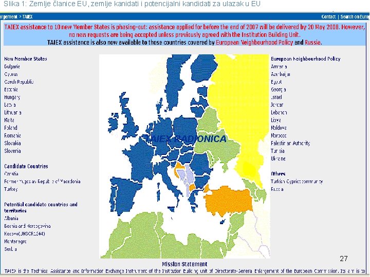 Slika 1: Zemlje članice EU, zemlje kanidati i potencijalni kandidati za ulazak u EU