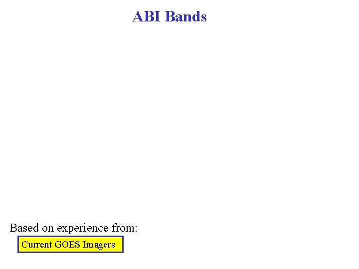 ABI Bands Based on experience from: Current GOES Imagers 