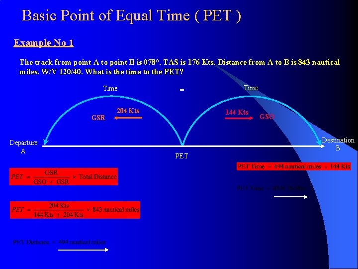 Basic Point of Equal Time ( PET ) Example No 1 The track from