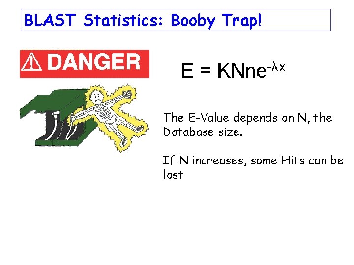 BLAST Statistics: Booby Trap! The E-Value depends on N, the Database size. If N