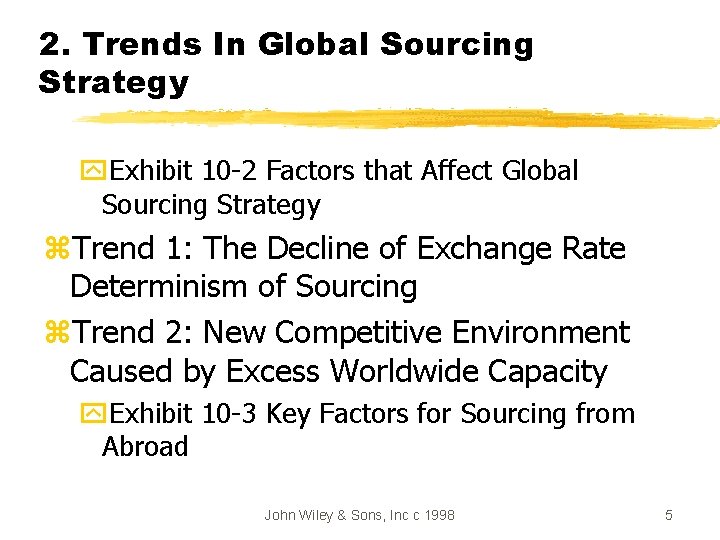 2. Trends In Global Sourcing Strategy y. Exhibit 10 -2 Factors that Affect Global