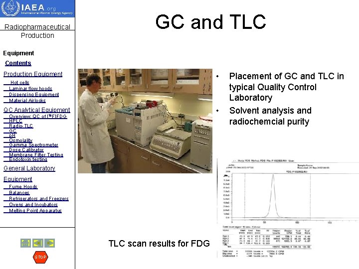 Radiopharmaceutical Production GC and TLC Equipment Contents Production Equipment Hot cells • Laminar flow