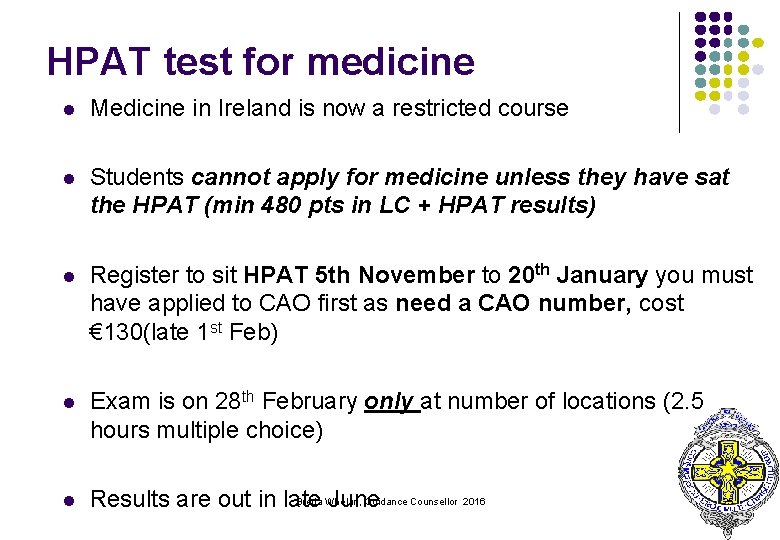 HPAT test for medicine l Medicine in Ireland is now a restricted course l