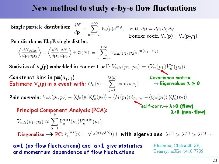 New method to study e-by-e flow fluctuations Single particle distribution: Pair distrbn as Eby. New method to study e-by-e flow fluctuations Single particle distribution: Pair distrbn as Eby.