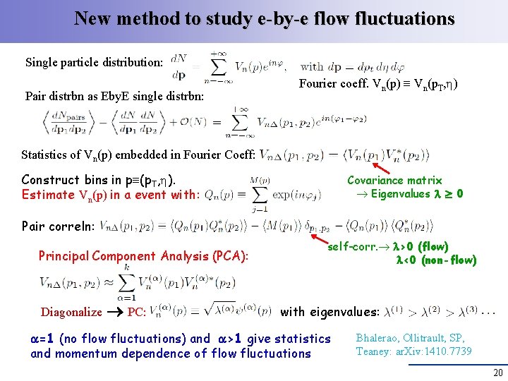 New method to study e-by-e flow fluctuations Single particle distribution: Pair distrbn as Eby.