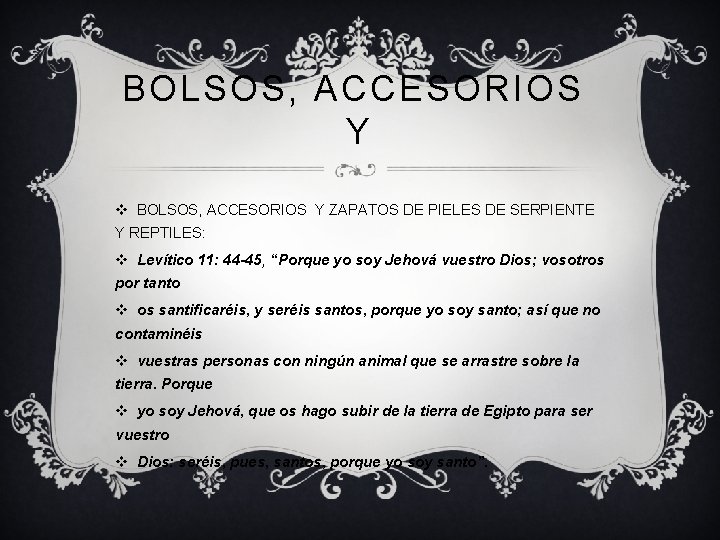 BOLSOS, ACCESORIOS Y v BOLSOS, ACCESORIOS Y ZAPATOS DE PIELES DE SERPIENTE Y REPTILES: