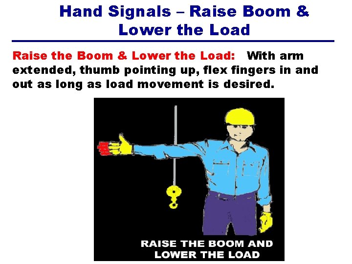 Hand Signals – Raise Boom & Lower the Load Raise the Boom & Lower