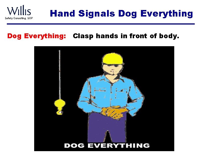 Safety Consulting, SOP Hand Signals Dog Everything: Clasp hands in front of body. 