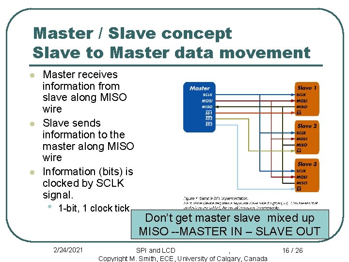 Master / Slave concept Slave to Master data movement l l l Master receives