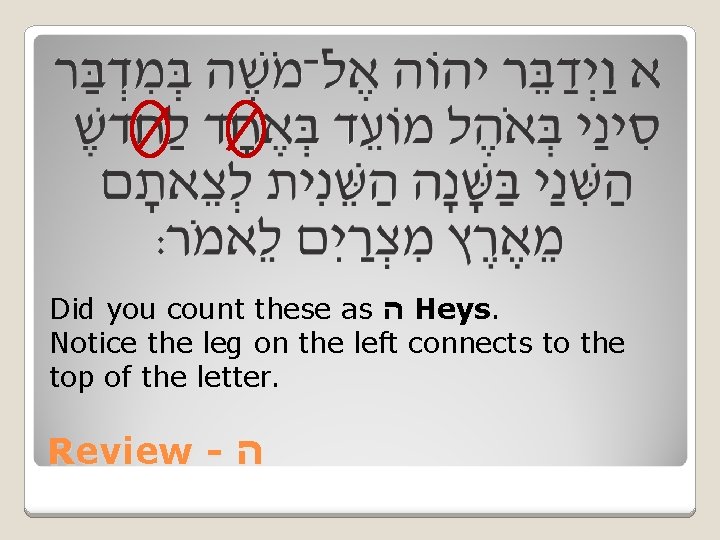 Did you count these as ה Heys. Notice the leg on the left connects