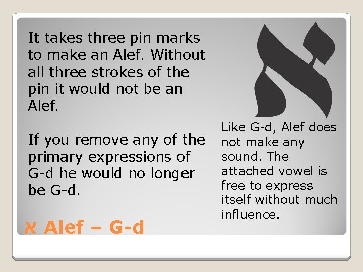 It takes three pin marks to make an Alef. Without all three strokes of