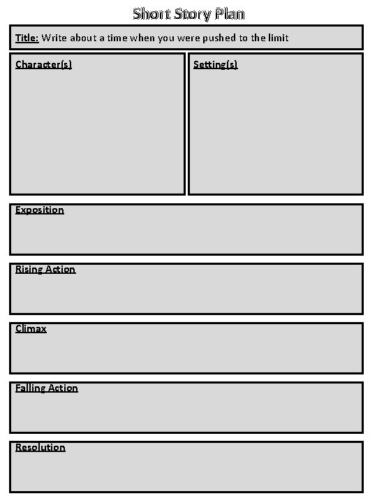 Short Story Plan Title: Write about a time when you were pushed to the