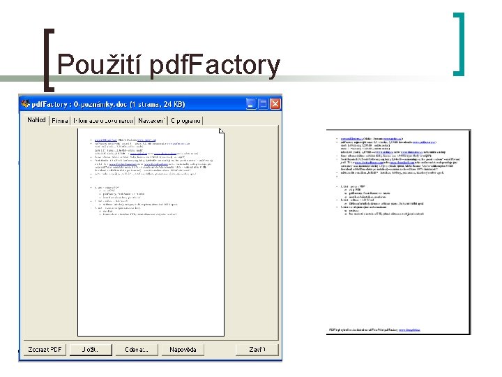 Použití pdf. Factory 