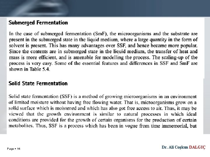 Page 14 Dr. Ali Coşkun DALGIÇ 