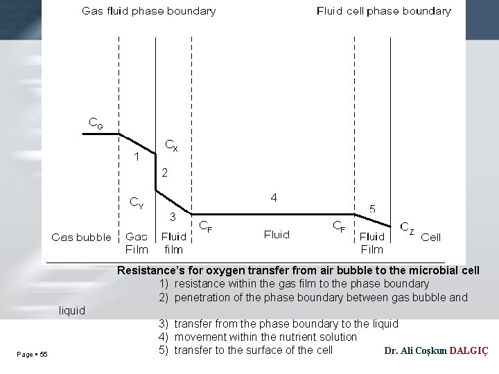 Resistance’s for oxygen transfer from air bubble to the microbial cell 1) resistance within