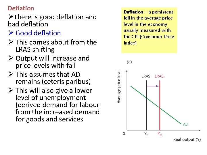 Deflation ØThere is good deflation and bad deflation Ø Good deflation Ø This comes