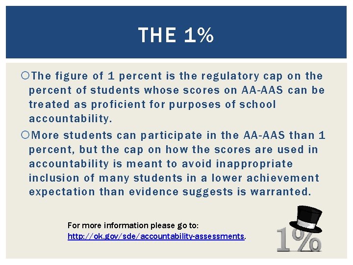 THE 1% The figure of 1 percent is the regulatory cap on the percent