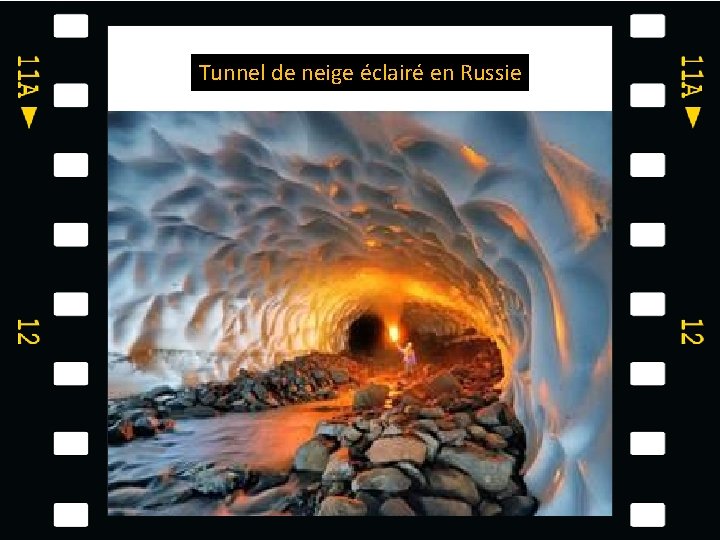 Tunnel de neige éclairé en Russie 