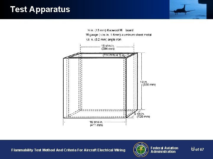Test Apparatus Flammability Test Method And Criteria For Aircraft Electrical Wiring Federal Aviation Administration