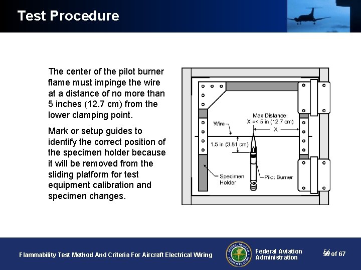 Test Procedure The center of the pilot burner flame must impinge the wire at