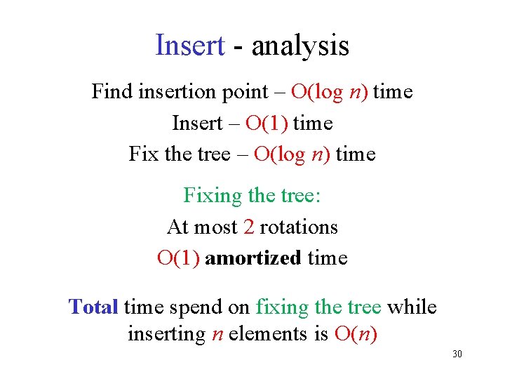 Insert - analysis Find insertion point – O(log n) time Insert – O(1) time