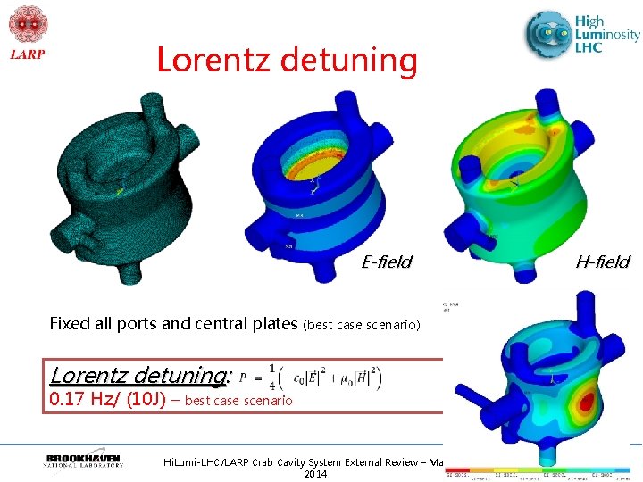 Lorentz detuning E-field Fixed all ports and central plates H-field (best case scenario) Lorentz